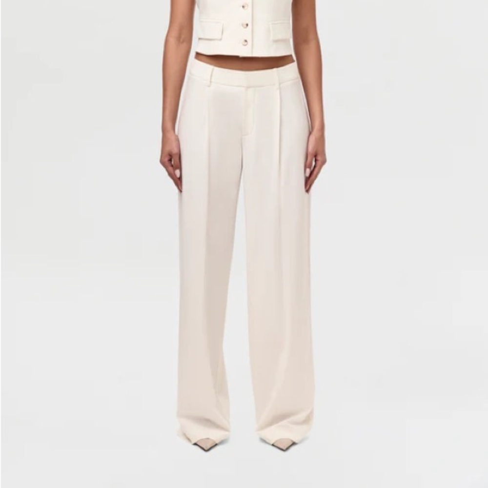 Naked Wardrobe PLEATED WIDE LEG SUIT PANT White XS